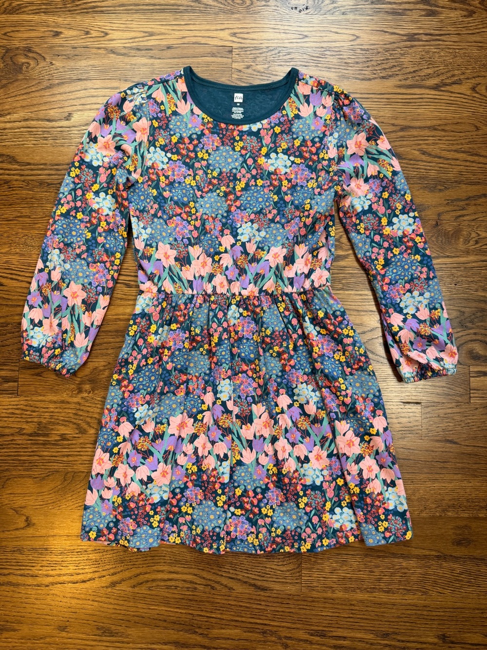 NWOT Tea Collection Girls Blouson Sleeve Wildclowers Pocket Dress 10